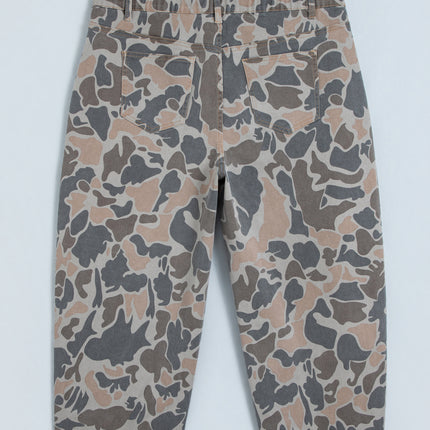 Multicolour Plus Size Camouflage Print High Rise Barrel Jeans
