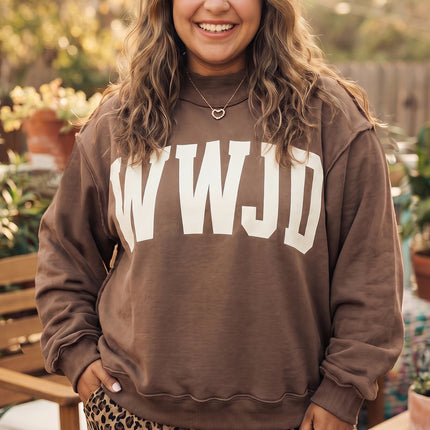 Coffee Letter Print Oversized Loose Fit Long Sleeve Plus Size Sweatshirt