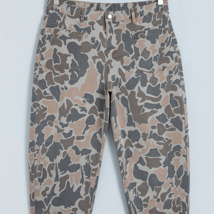 Multicolour Plus Size Camouflage Print High Rise Barrel Jeans