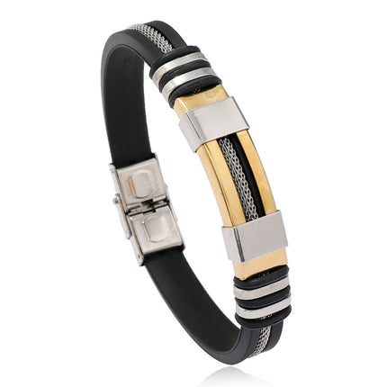 Fashionable Snake-Print Plated Steel Chain Bracelet