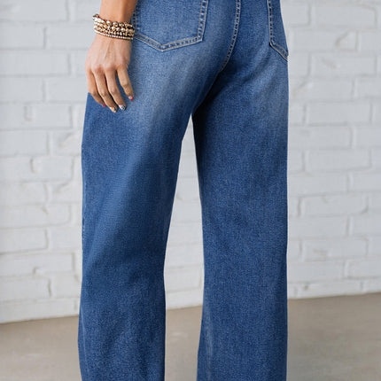 Dark Blue Acid Wash Contrast Lace-up Plus Size Jeans