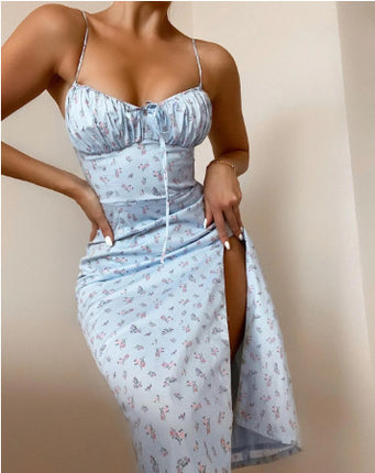 Elegant Floral Ruched Cami Dress