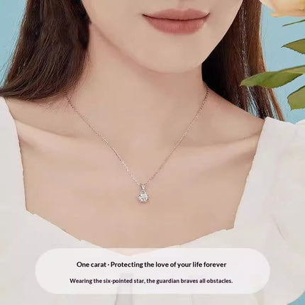 Sterling Silver Snowflake Moissanite Necklace Set For Women