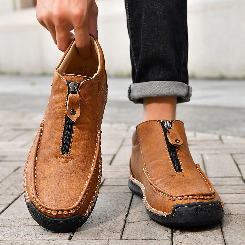 Slip-on Men's Leather Shoes Low-top Plus Size Loafers