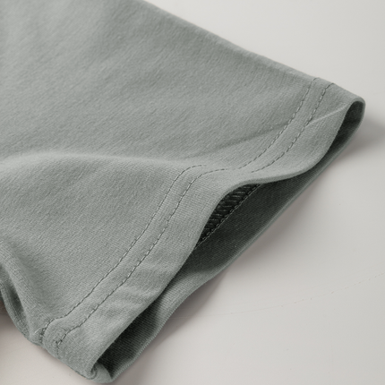 Medium Grey Solid Color Toothpick Stripe Round Neck T Shirt