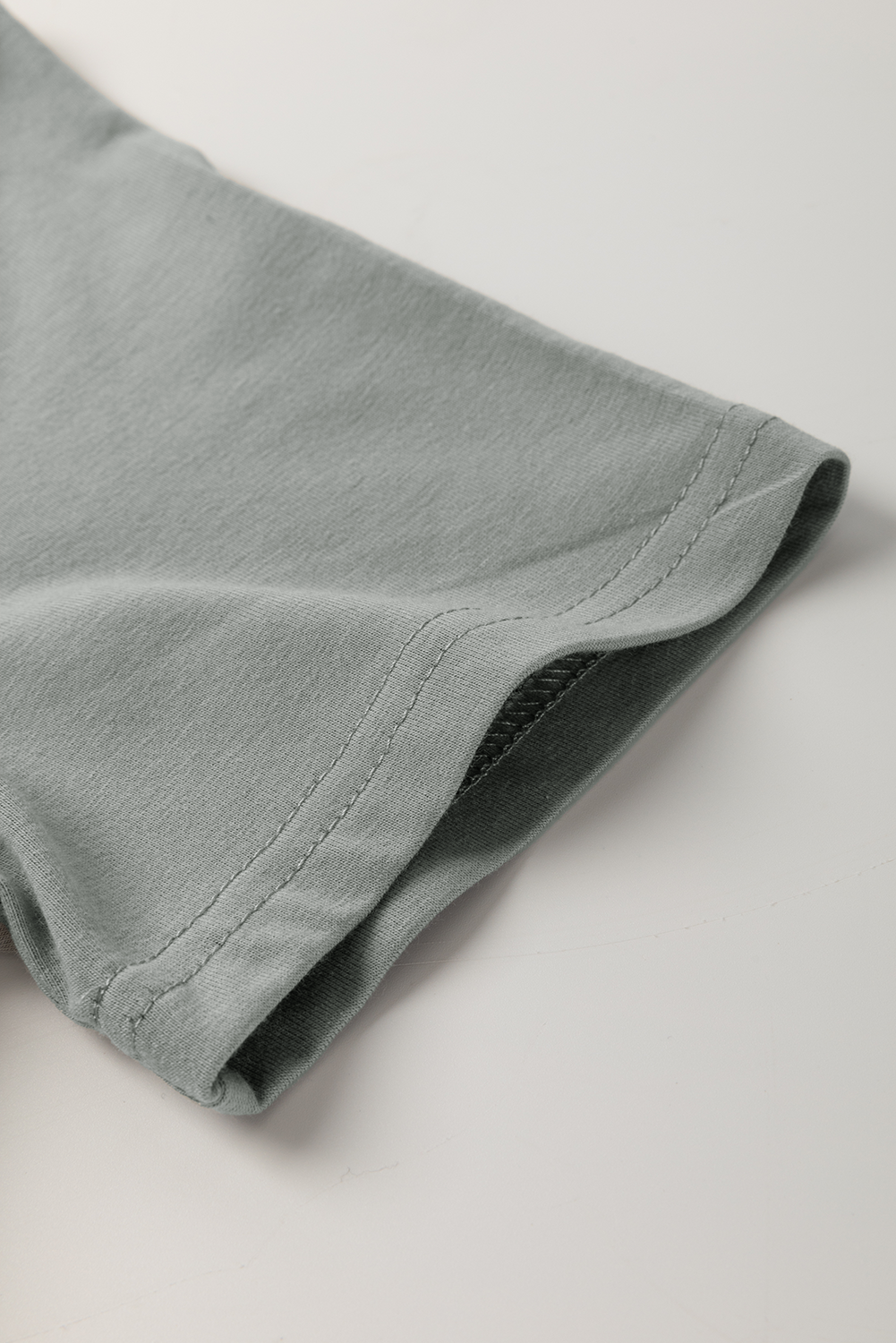 Medium Grey Solid Color Toothpick Stripe Round Neck T Shirt