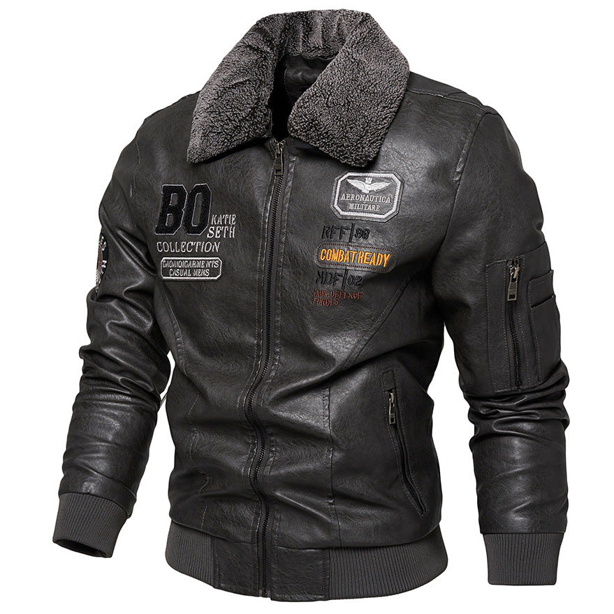 Foreign Trade New Men's Casual Fashion Leather Slim Fit Leather Jacket Coat