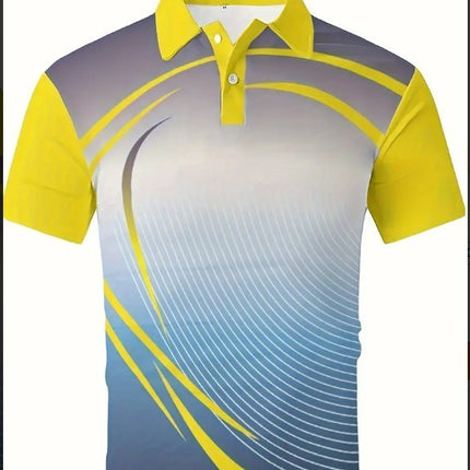 Men's Printed Short-sleeved Lapel Shirt Polo