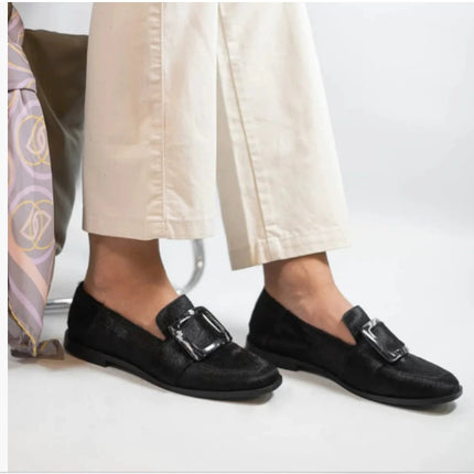 Low-cut Vintage Large Square Button Loafers For Women
