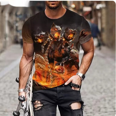 Fashion Personality Fierce Lion Printing 3d T-shirt Men