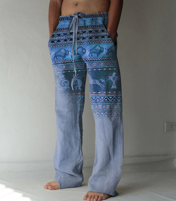 Men's Linen Printed Loose Casual Pants