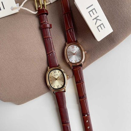 Genuine Leather Small Dial Women's Simple Retro Belt Watch