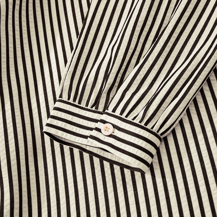 Black Stripe V Neck Zip Front Cinched High Waist Midi Dress