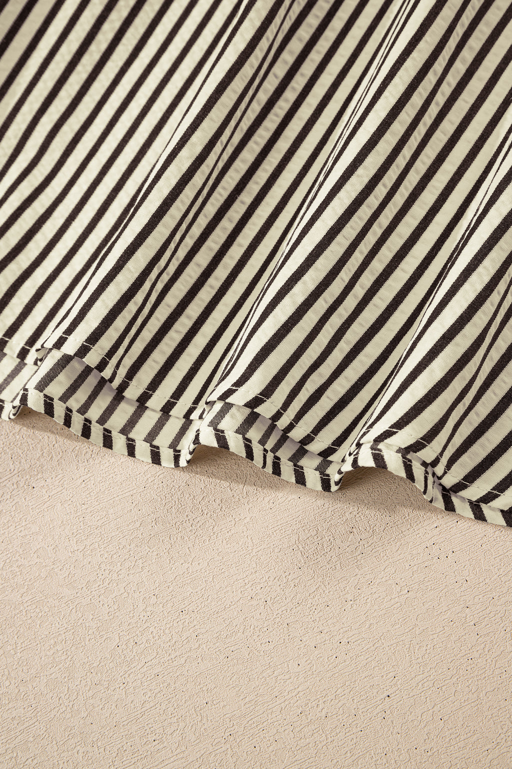 Black Stripe V Neck Zip Front Cinched High Waist Midi Dress