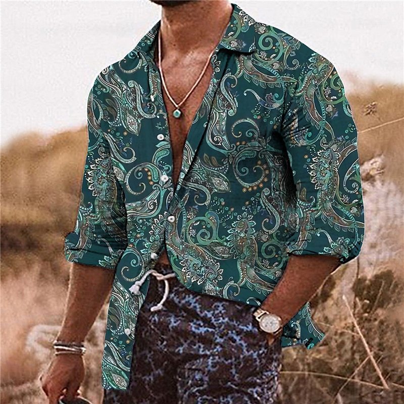 Men's Shirt Bohemian Shirt Flower 3D Pattern Printing