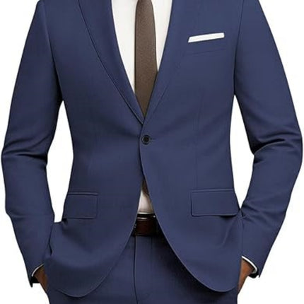 Men's Versatile Solid Color Business Jacket Long Pants Set