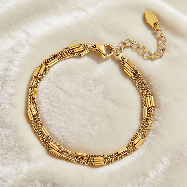 Stainless Steel Plated Minimalist Multi-Layer Bracelet