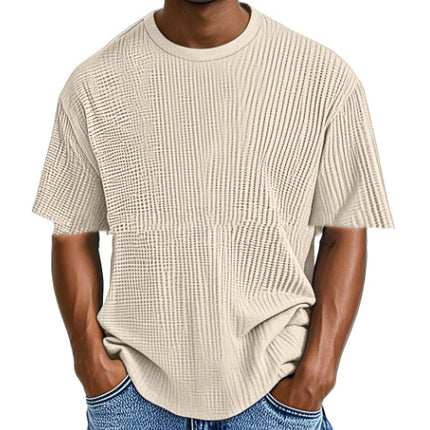 Casual Pure Color Comfort Waffle Short Sleeve