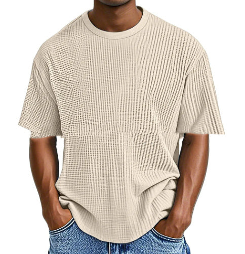 Casual Pure Color Comfort Waffle Short Sleeve