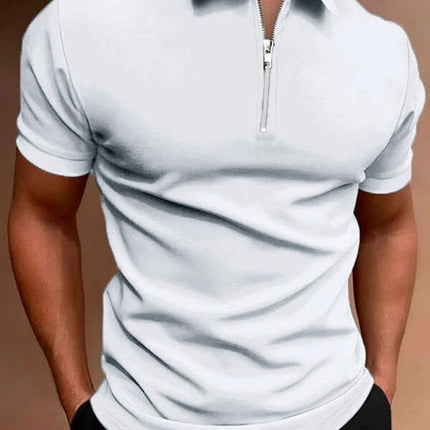 Men's Polo Shirt Solid Color Polo Collar T-shirt Casual Fit Top Men's Clothing