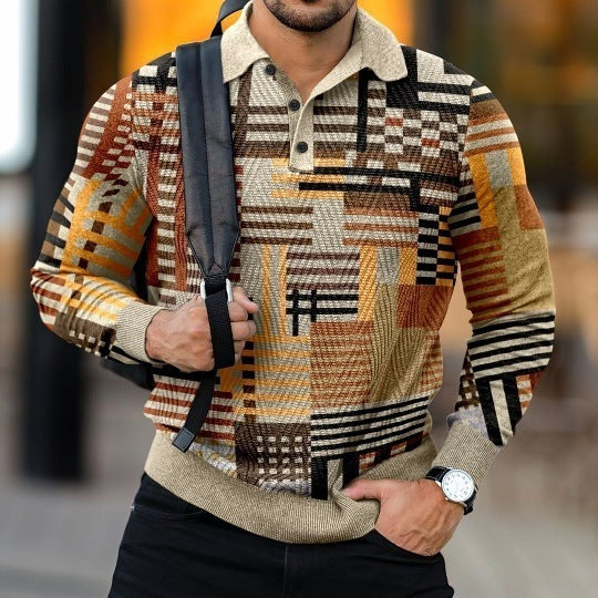 Fashion New Men's 3D Printed Long-sleeved Top