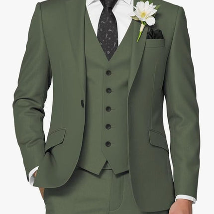 Men's Solid Color Business Jacket Vest Pants Set