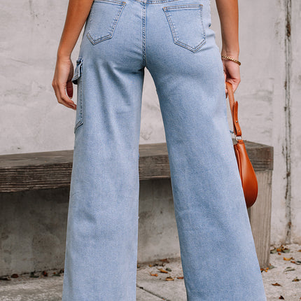 Beau Blue Bowknot Decor Boyfriend Cargo Jeans