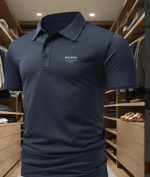 Men's Printed Short-sleeved Lapel Shirt Polo