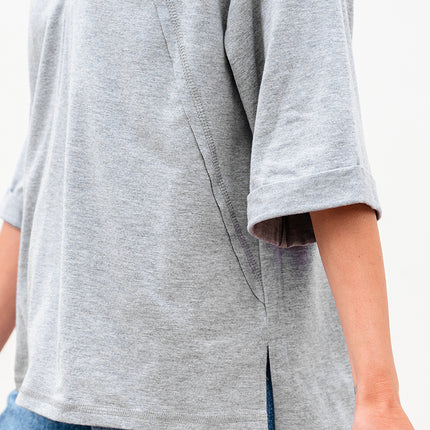 High Raglan Half Sleeve V Neck Oversized T Shirt