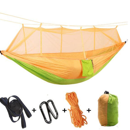 Outdoor Parachute Cloth Hammock Couble with Mosquito Net Light Portable Army Green Insect-proof Camping Aerial Tent