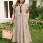 Brown Stripe / 1X / 60%Polyester+35%Cotton+5%Elastane