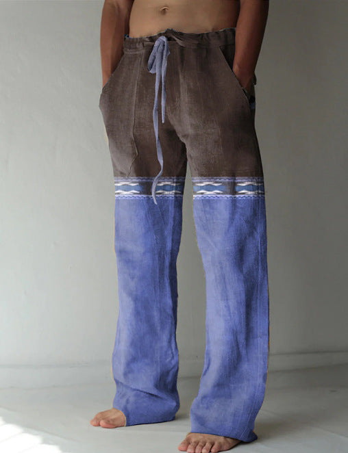 Men's Linen Printed Loose Casual Pants