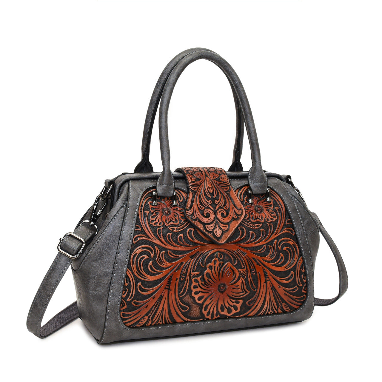 Handmade Carved One-shoulder Women's Leather Bag