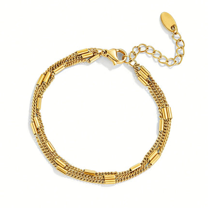 Stainless Steel Plated Minimalist Multi-Layer Bracelet