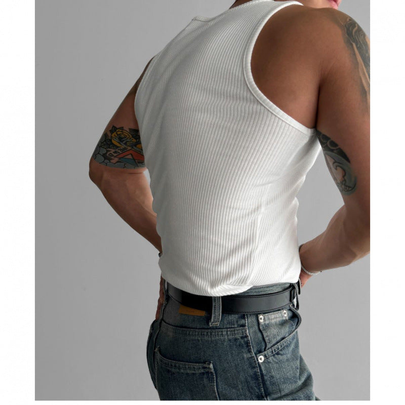 Coarse Thread Elastic And Sweat-absorbing Vest Fitness