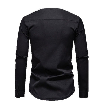 Color Block Zipper Design Plus Size Long Sleeve Shirt