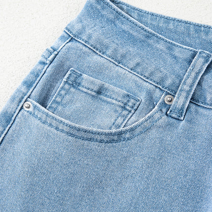 Myosotis Acid Washed High Rise Cropped Wide Leg Jeans