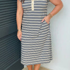 Blue Stripe / 1X / 97%Polyester+3%Elastane