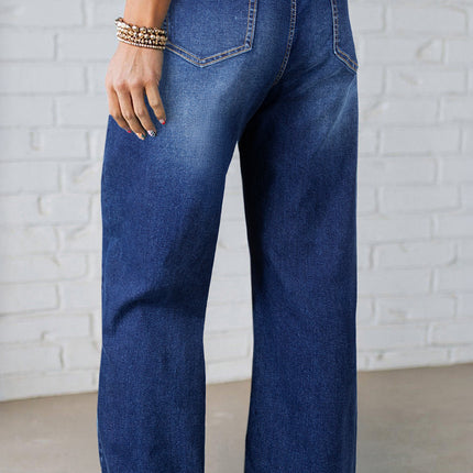 Dark Blue Acid Wash Contrast Lace-up Plus Size Jeans