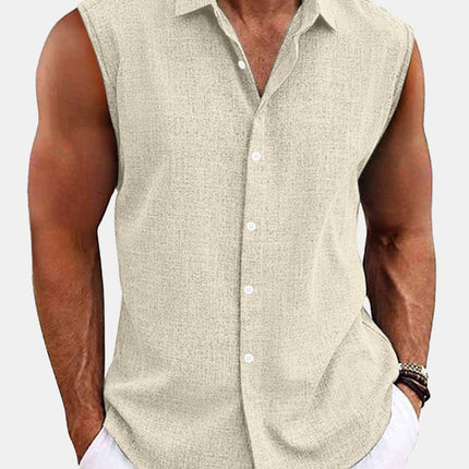 Lapel Beach Sleeveless Shirt