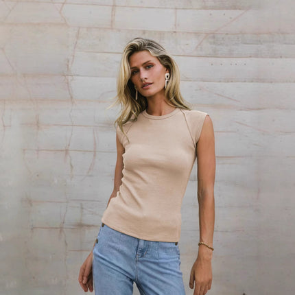 Sleeveless Crew Neck Slim-Fit Ribbed Sexy Chic Womens Top Vest Camisole For Women