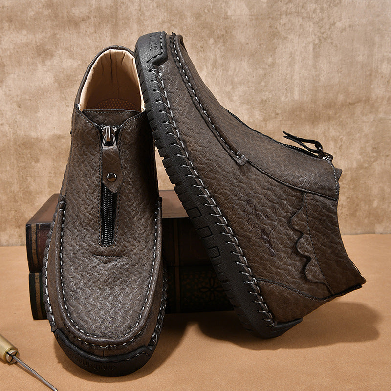 Slip-on Men's Leather Shoes Low-top Plus Size Loafers