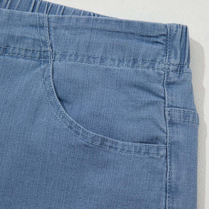 Light Blue Ruffle Hem Wide Leg Full Length Plus Size Jeans