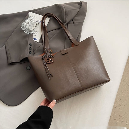 Large Capacity Casual Underarm Shoulder Bag Retro Textured Tote Bag