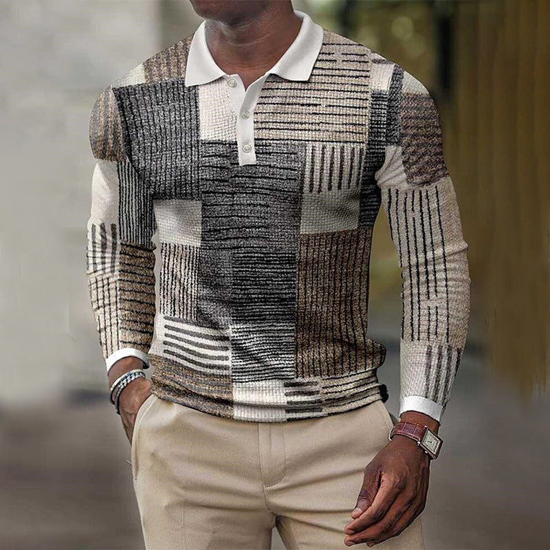 Fashion New Men's 3D Printed Long-sleeved Top