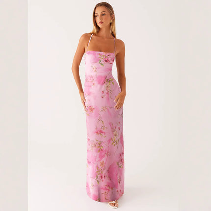 Womens Printed Sleeveless Strap Bodycon Dress