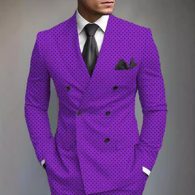 New Men's Printed Posterior Median Split Suit Jacket