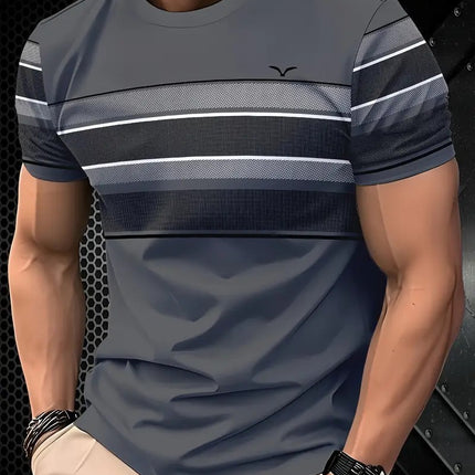 New Fashion Casual High Quality Contrast Color Men's Short Sleeve T-shirt