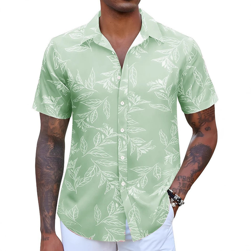 Men's Casual European And American Floral Short-sleeved Shirt