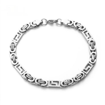 Mens Handmade Single-Link Stainless Steel Titanium Steel Bracelet